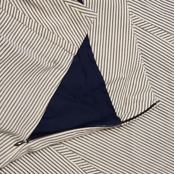 Talbots Blue White Pinstriped Aline Cotton Skirt 14P - Picture 4 of 4
